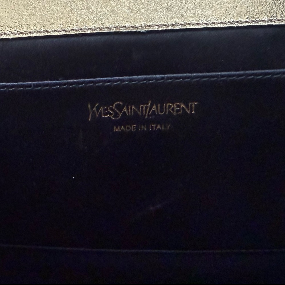 Yves Saint Laurent Black and Gold Leather Wallet - Picture 5 of 6